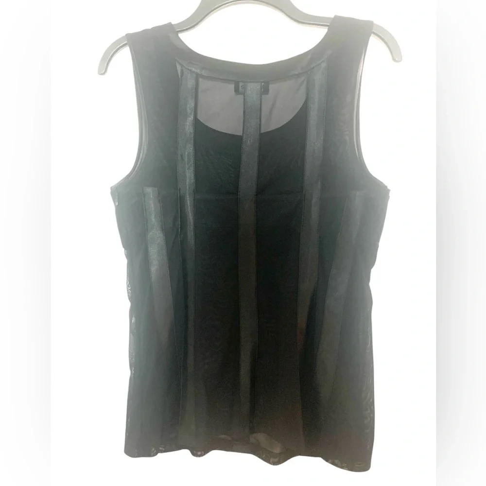 Bebe Mesh Satin Corset Top Black Medium - Picture 2 of 16